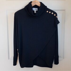 Joseph Ribkoff Womens Black Long Sleeve Asymmetrical Hem Turtleneck Top Size 10